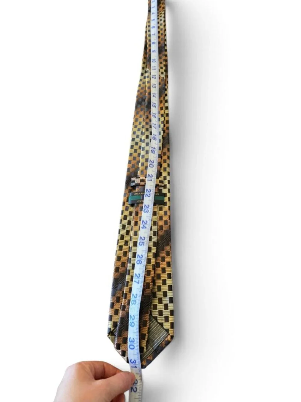 Alexander Julian Colours Men’s Tie Gold Black Geometric Check Plaid